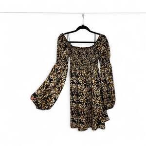 GUESS Women's Black & Yellow Floral Fit & Flair mini dress
